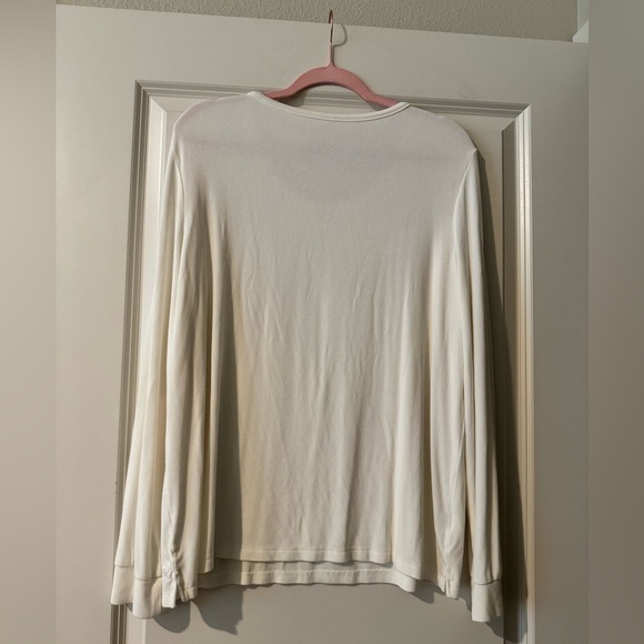 NEW Cozy Earth Rib Knit Long Sleeve Lounge Top Bamboo Ivory Size Large NWOT - Picture 3 of 5